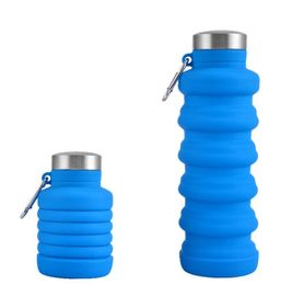 BPA Free Collapsible Silicone Water Bottle , 500ml Foldable Travel Bottle
